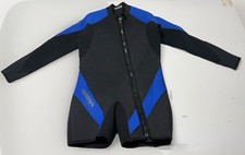 Akona Men's Shorty Wetsuit Black/Blue Front Zip - Scuba Diving Snorkelin Size XL