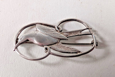 Scotland Shetland Silver Arctic Tern Bird Brooch Edinburgh 1959 5.2g