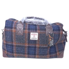 Harris Tweed Esk Travel Overnight Bag Glen Appin Scotland Grey Rust Check Plaid