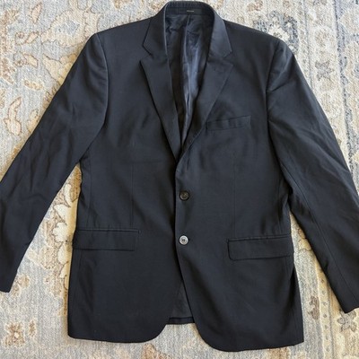 MASSIMO DUTTI Super 120'S Wool Blazer Mens Size US 44 EU 54 Black 2-button