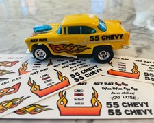 AURORA AFX 55 Chevy RAT 454 Slot Car Decals flame fade