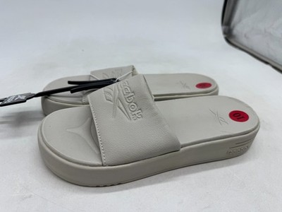 Reebok Stone Platform Slippers Slides Sandals Women's Gray Comfort Casual - 10