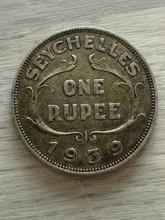 1939 One Rupee Seychelles silver .500 lot 3267
