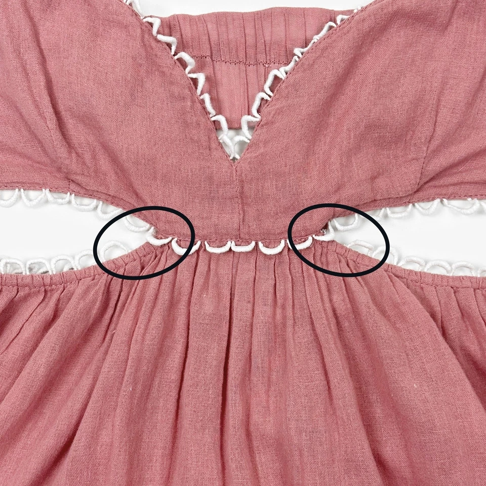 Tularosa Olynne мини-платье размер M розовый вырез хлопок ярусный Girlcore кокетка - Изображение 3 из 4