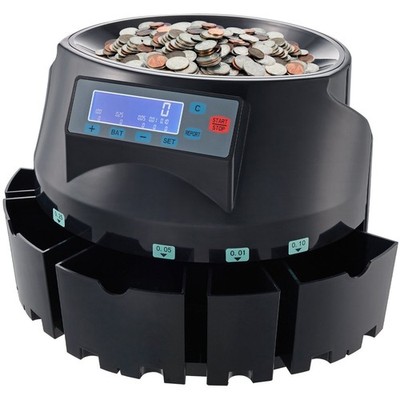 Smart Coin Counter Machine 300/min 2000 Capacity USD Sorter LCD