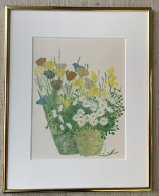 Eda Varricchio Lithograph Of Watercolor Poppy Flowers
