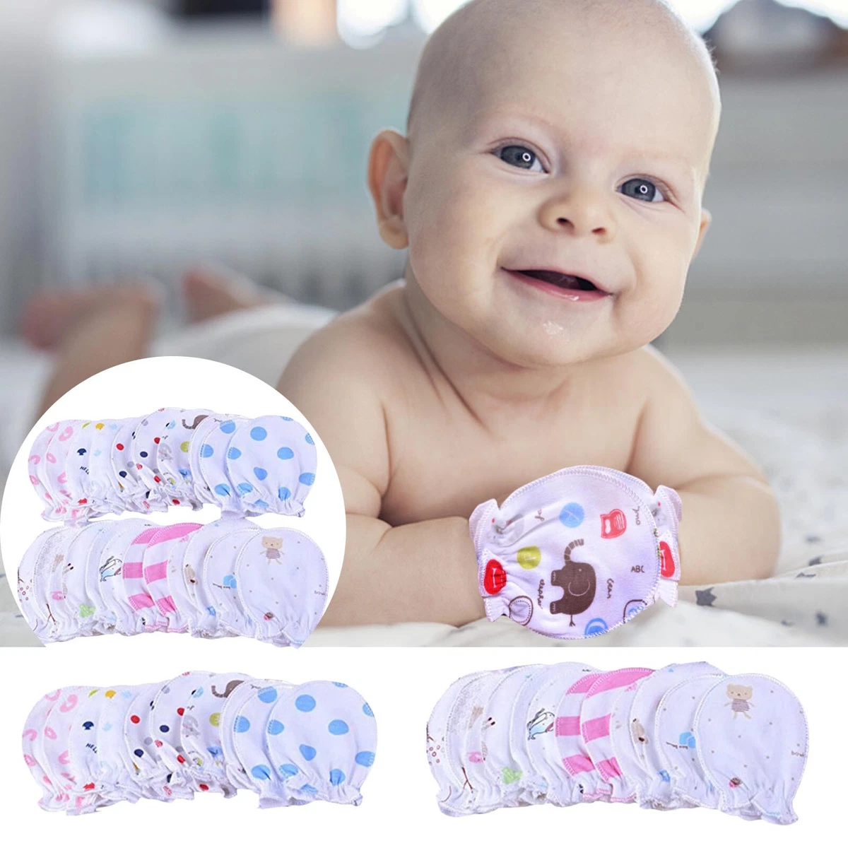 Newborn Baby Cotton Gloves No Scratch Mittens For 6 Months Infant Boys Girls 5