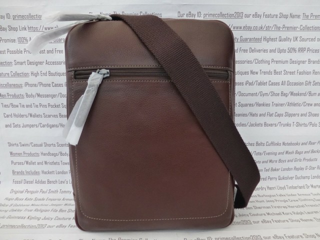 FOSSIL Bag Mens Kenton Small Leather Black Shoulder Brown Flight Bags BNWT R£129 - Picture 2 of 12