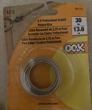 OOK 30 lbs Hillman 50179 Stainless Steel 9 Feet Picture Framing Wire Silver Prof