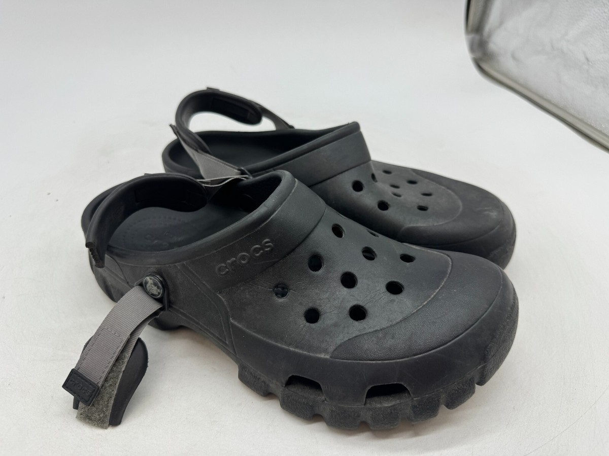 DAMAGED Crocs Offroad Sport Clogs Mens Black Rubber Slip-On Adjustable 10