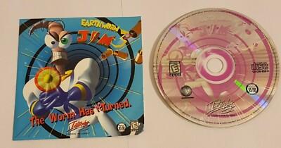 Earthworm Jim 3D - Interplay (PC-CD 1999) The Worm has Returned Disc + Cover Art