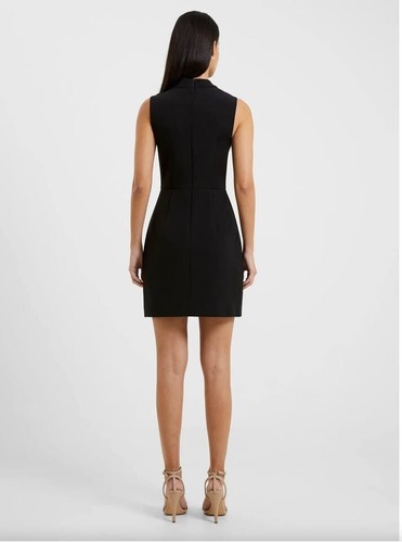 French Connection Echo Crepe Mock Neck Mini Dress Size 12 Color Black MSRV $128 - 第 3/4 張圖片