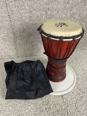 X8 Celtic Labyrinth Backpacker Djembe Drum Percussion Mahogany Wood w/ Tote Bag