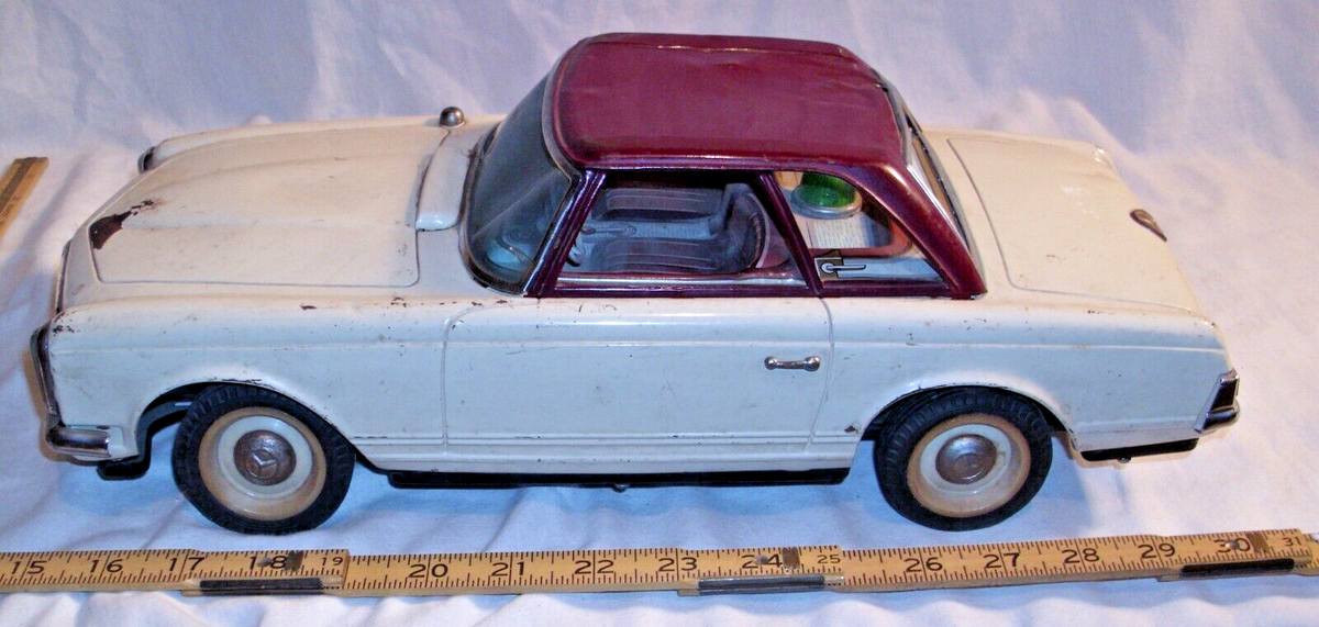 MERCEDES BENZ 230SL SPORTS CAR COUPE LARGE TIN BATTERY TOY MERCEDES BENZ 230SL SPORTS CAR COUPE LARGE TIN BATTERY TOY