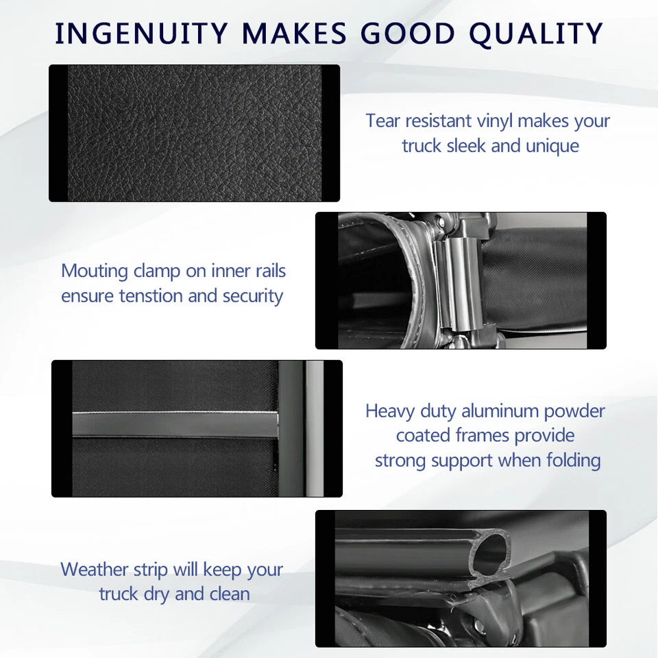 8FT Soft Roll Up Truck Tonneau Cover For Chevy GMC 2500 1500 2014-2018 Long Bed  Foto 4 de 4