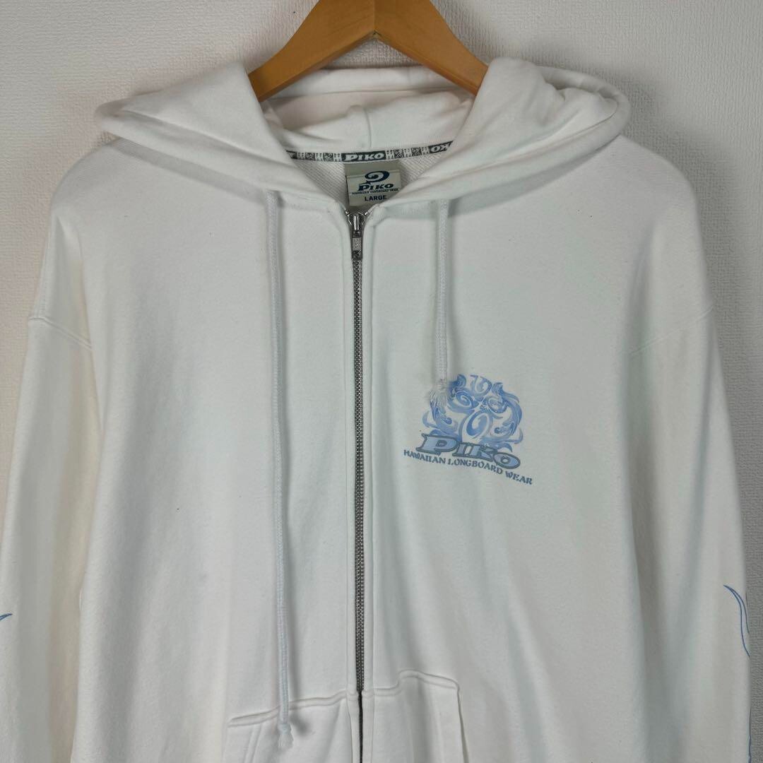 ピコ 90s PIKO fullzip hoodie M white 90s PIKO Zip hoodie Sweatshirt Oversized Men's Size L