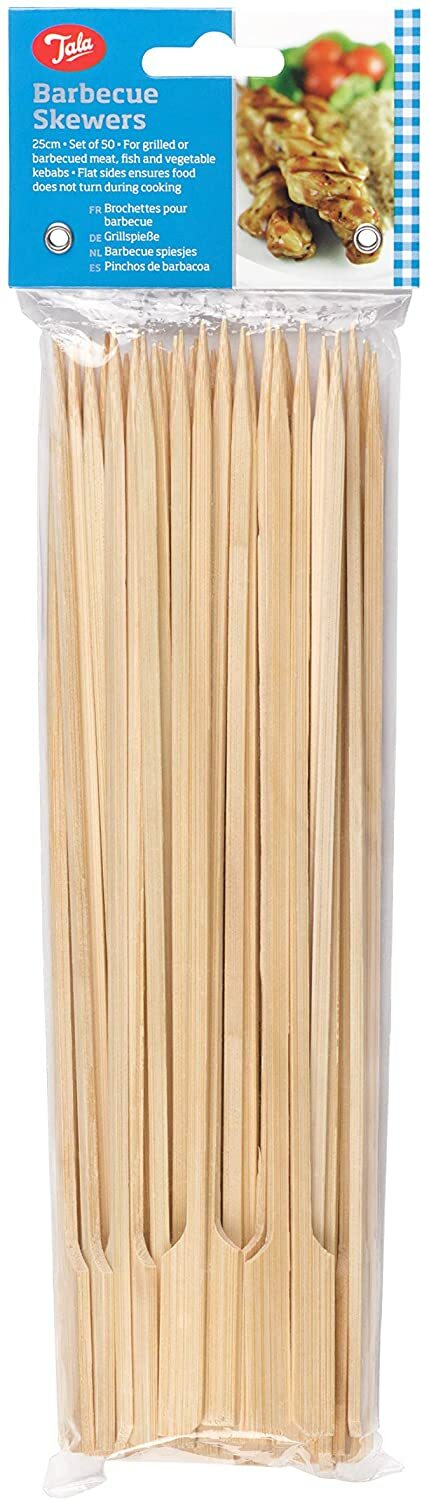 50x Tala Bamboo Cooking BBQ Meat Vegetable Grill Buffets Party Skewers 25cm