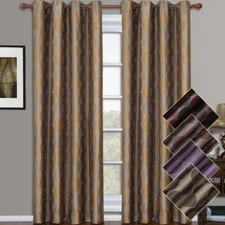 (Set of 2) Savanna Grommet Jacquard Window Curtains Inspired Geometric Panels