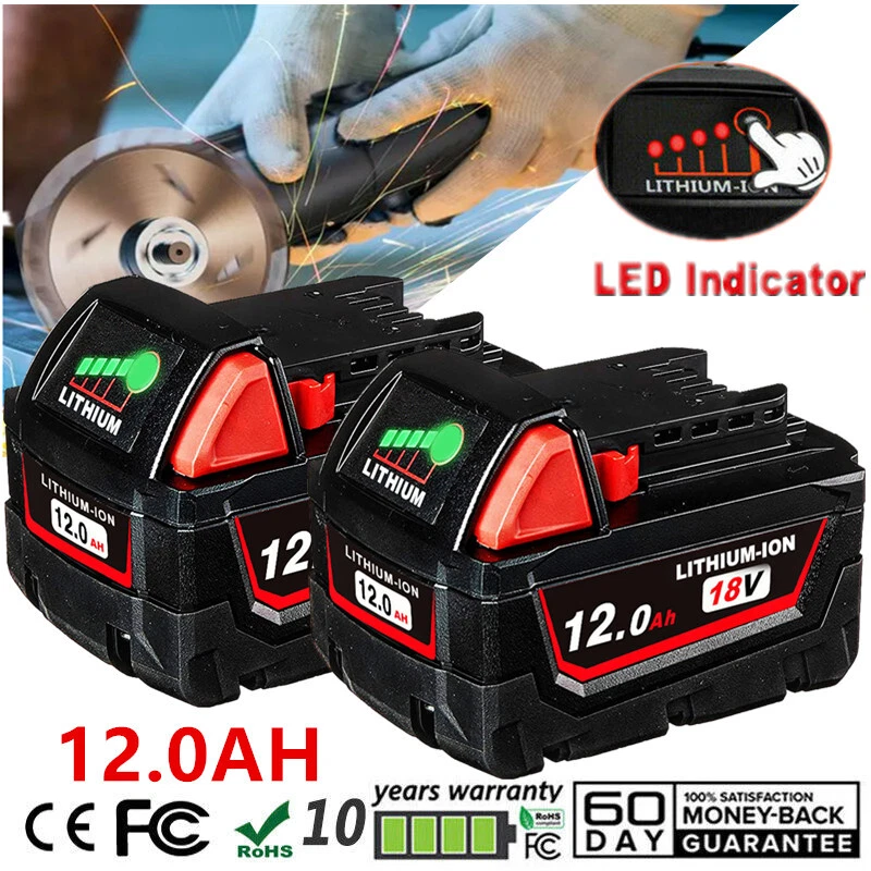 2X Extended Capacity 12AH Battery For Milwaukee M18 Lithium XC