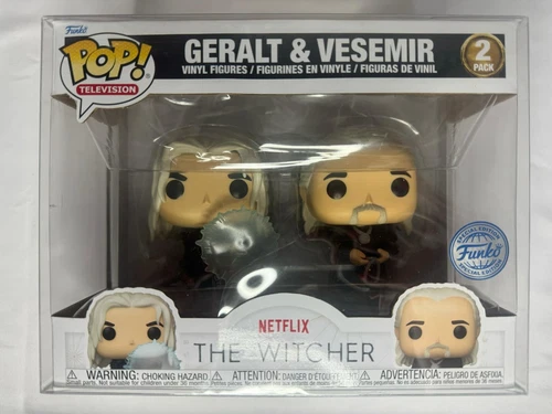 Funko Pop Netflix Witcher 2 pack Geralt & Vesemir w/ TitanShield Platinum Protec