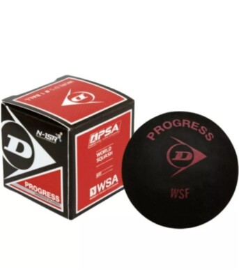 DUNLOP PROGRESS SQUASHBALL - SINGLE RED DOT - ONE BALL - SCHWARZ - UVP 10£