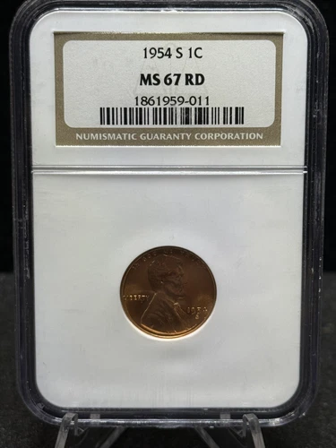 1954-S Lincoln Wheat Cent NGC MS67 RD Penny 1c