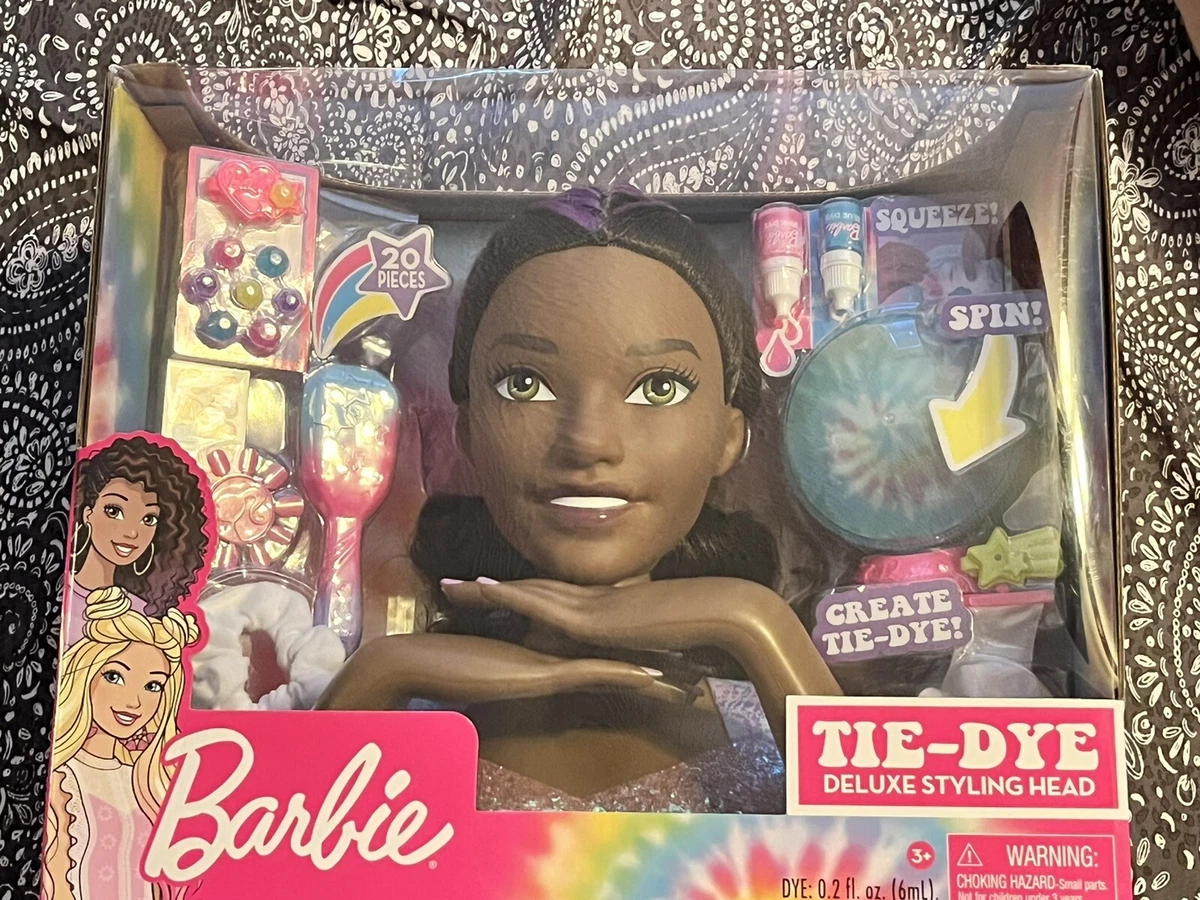 Just Play Barbie Tie Dye Deluxe 22 Piece Styling Head Dark Brown