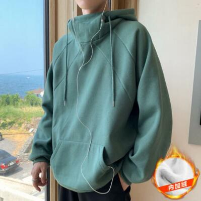 Mens Fashion Casual Hoodies Winter Thick Fur Lining Loose