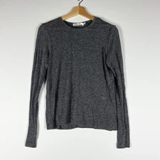 Mijeong Park Wool Tencel Knit Stretch Crew Neck Long Sleeve Tee Shirt Top Gray S