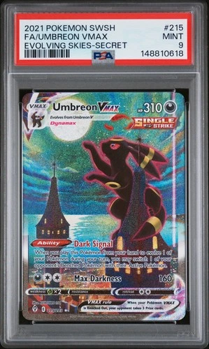 2021 POKEMON SWORD & SHIELD EVOLVING SKIES SECRET FULL ART/UMBREON VMAX PSA 9