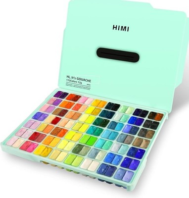 HIMI Gouache Paint Set, 112 Colors x 12g Twin Jelly Cup Design with Portable Cas