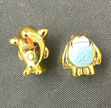 2pc Dragon  Bird Gold Tone Metal Enamel Pins Set Blue/White Animation Theme
