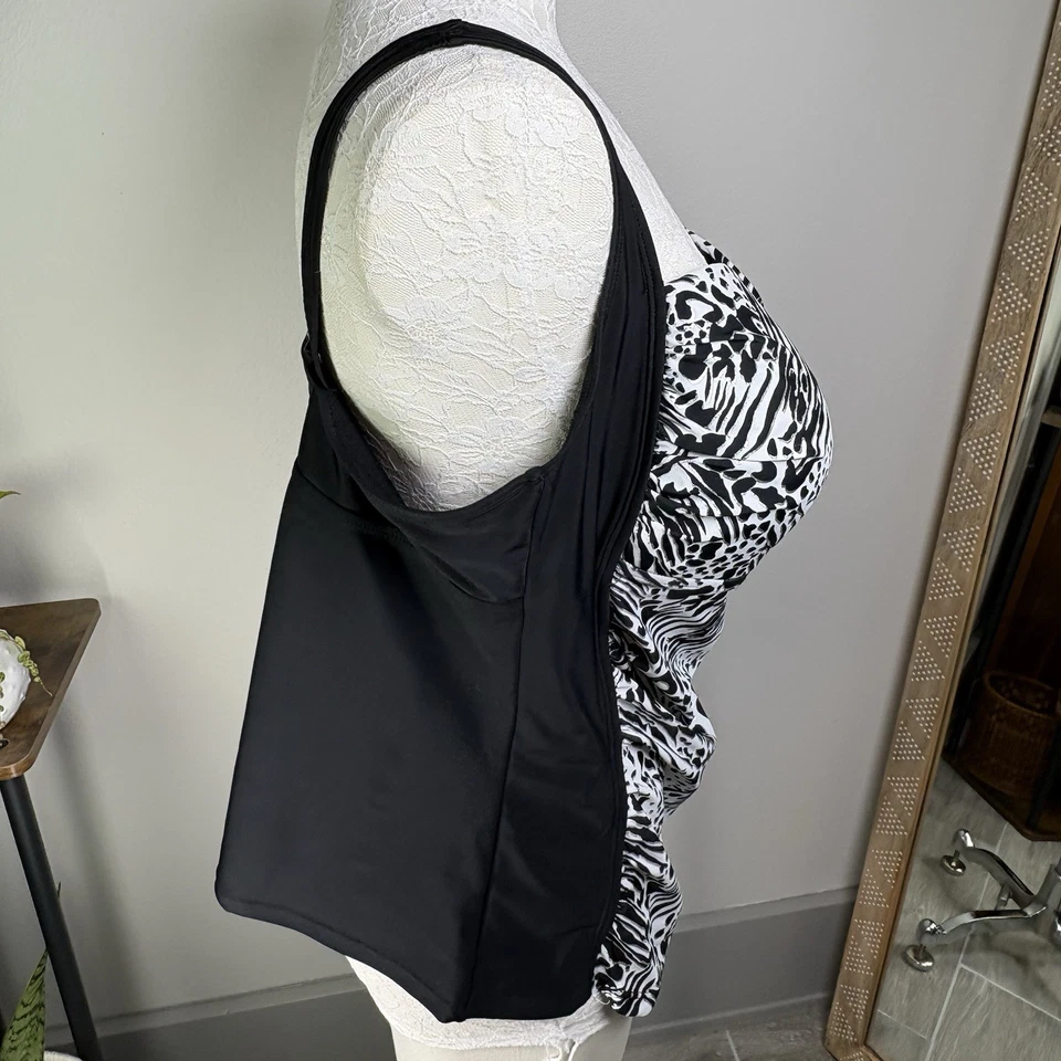 Танкини женские Jaclyn Smith черно-белые серебристые леопардовый принт большой размер 22 Вт - Изображение 3 из 4