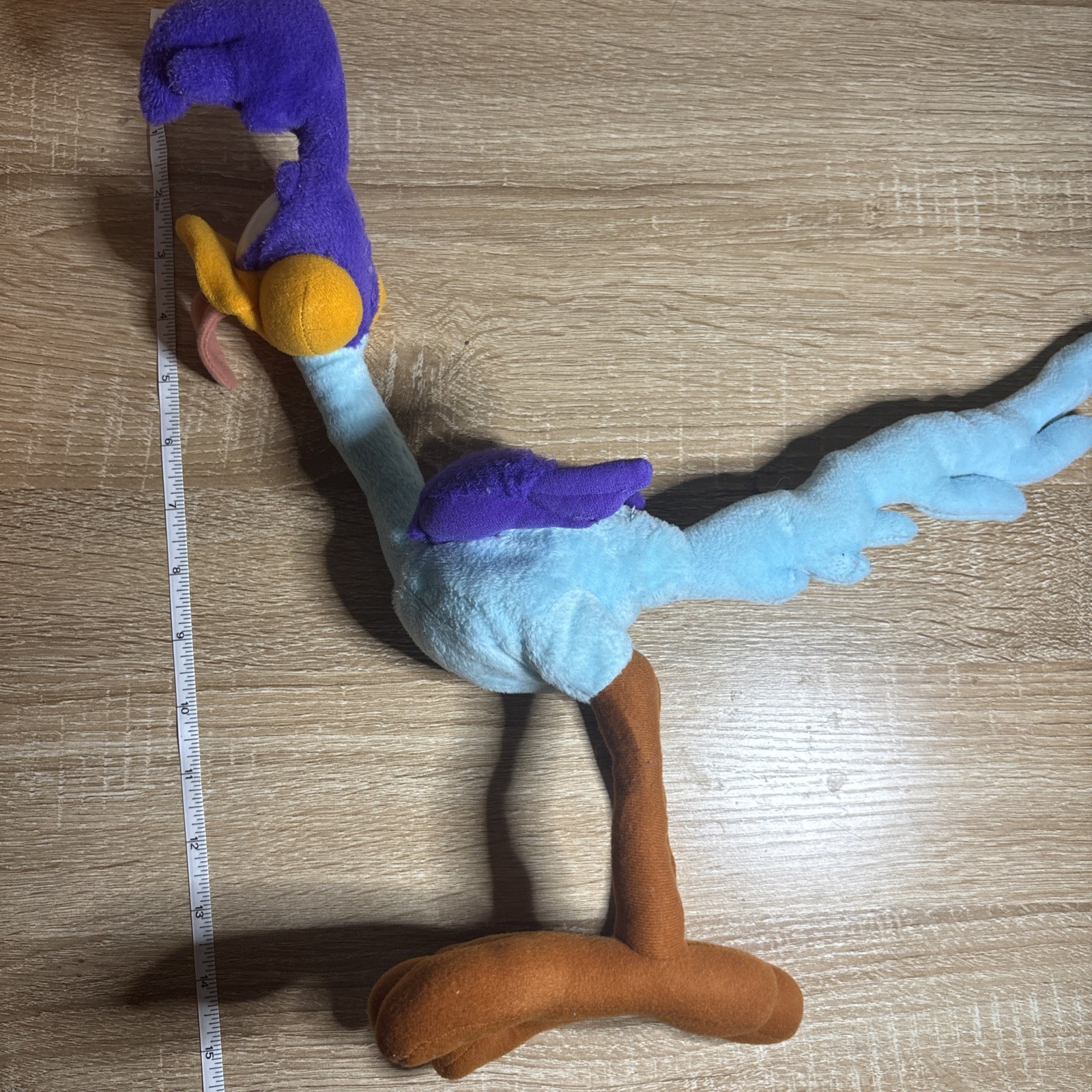 Looney tunes Equity Toys Road Runner Plush 1994 15”  posable & pocket pouch