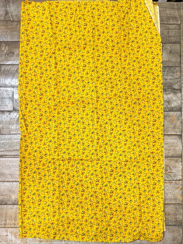 Yellow Calico Fabric Ditsy Floral Vintage Quilting Cotton Small Flowers 34.5x43” - Image 3 of 4