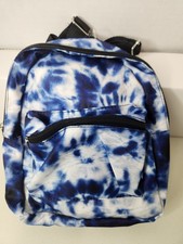 Childs Mini Backpack, Travel Daypack, 2 Compartment 10x8x3 Blue White