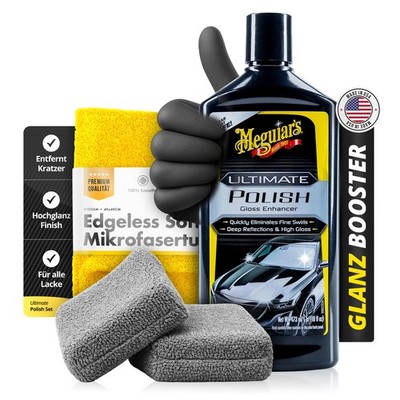 Meguiar s Ultimate Polish 473ml Set 2 Applikatoren Tuch Handschuhe | 5-teilig