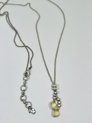 Lucky Brand Charm Y Necklace Silver Plated Teardrop Dangling Charms Vintage 30 