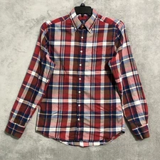 Gant Shirt Mens Medium Blue Red Plaid  Button-Down Shirt Tech Prep Fit Vintage