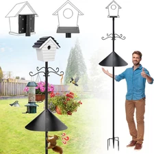 95 Inch Bird Feeder Pole with Squirrel Baffle - Adjustable Height Bird House Fee