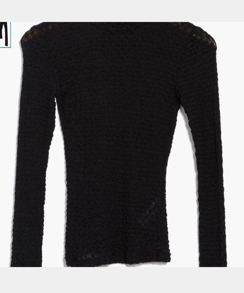 Blusa de encaje de malla negra con marco talla XS nueva con etiquetas Foto 4 de 4