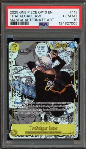 One Piece CCG Trafalgar Law Manga Alternate Art OP10-119 PSA 10 Gem Mint