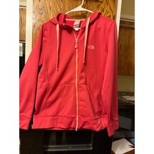 The North Face Women's Full Zip Hoodie Coral Pink Fleece Lined Size L