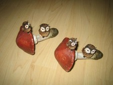 2 Dekofiguren Herbst Eule auf Pilz sehr gut erhalten Sammler Polyrisin? Harz?