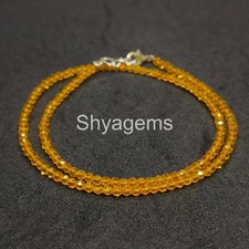 Yellow Citrine 2mm Faceted Rondelle Necklace, Yellow Citrine Beaded Necklace, M