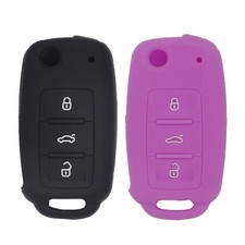 LemSa 2Pcs Rubber Silicone Flip Key Fob Case Cover Protector Holder for VW Vo...