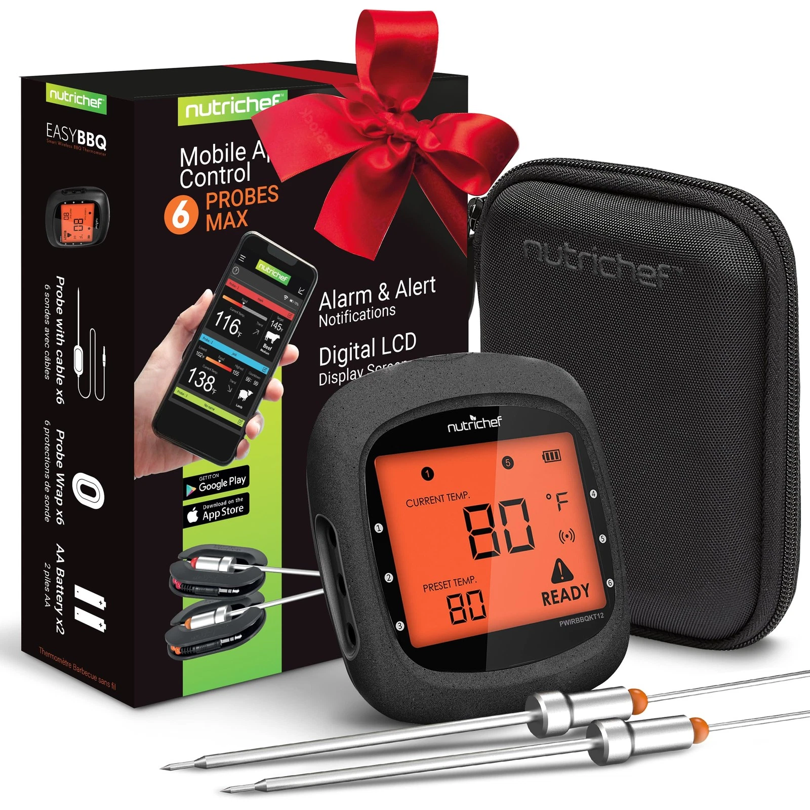NUTRICHEF SMART BBQ THERMOMETER TRAVEL ZIP CASE UPGRADED - BLACK
Opens in a new window or tab