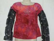Costume Gallery Red Tie Dye Black Fishnet Sleeves Top Medium Adult