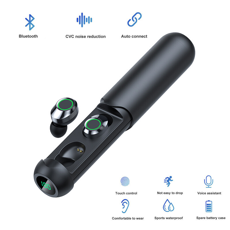 Bluetooth Wireless Stereo Tws Headsets Headphones Dock Led D