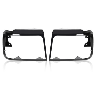 For Ford Bronco F150 F250 Pickup 1992-1996 Black Headlight Trim Bezel Pair Set